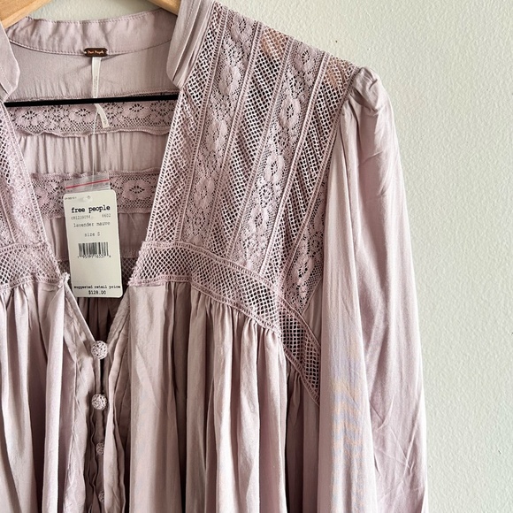 Free People Esme Button-Down Blouse | Lavender Mauve | Size Small | New with Tag - Picture 6 of 16
